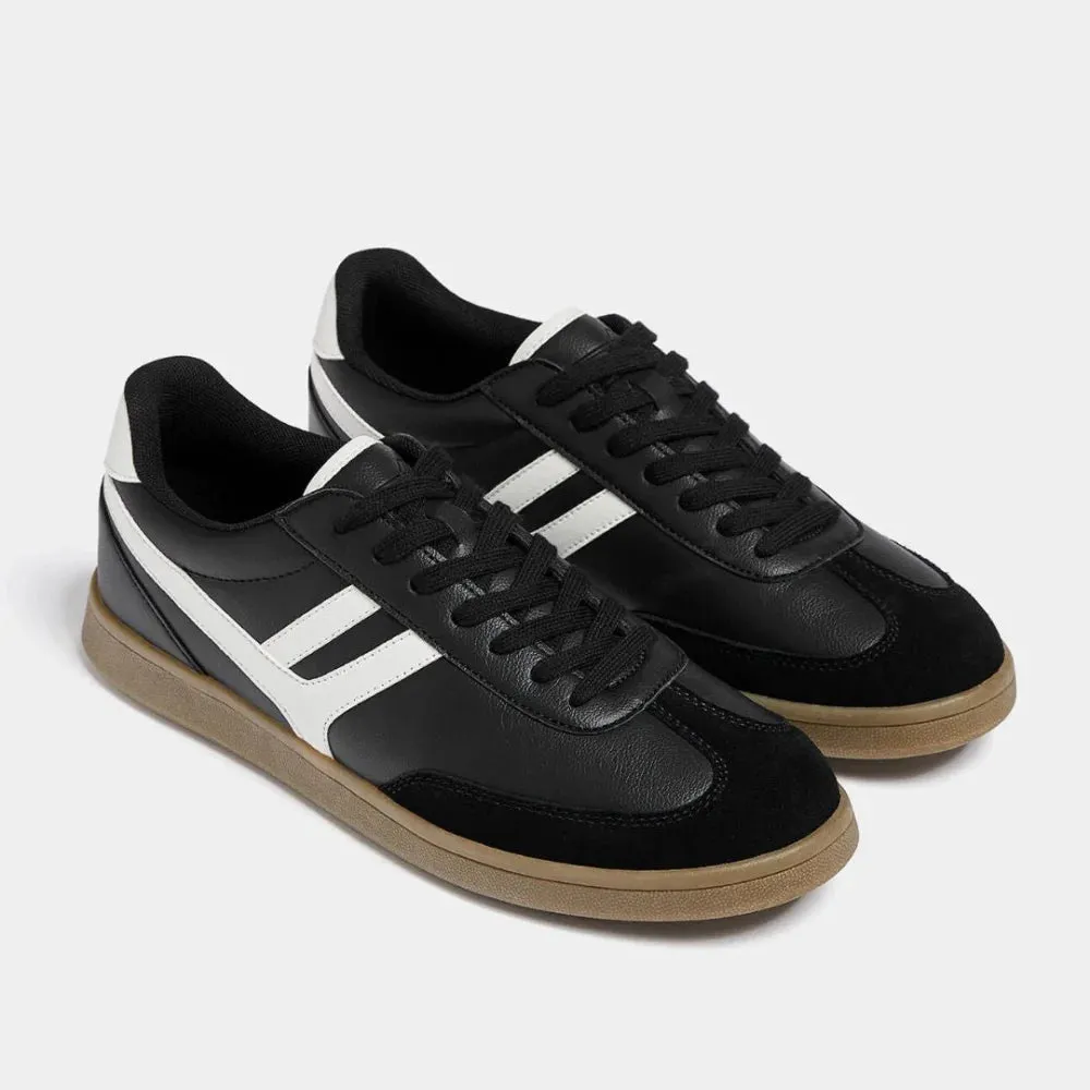 Pull & Bear Contrast Retro Trainers - BLK