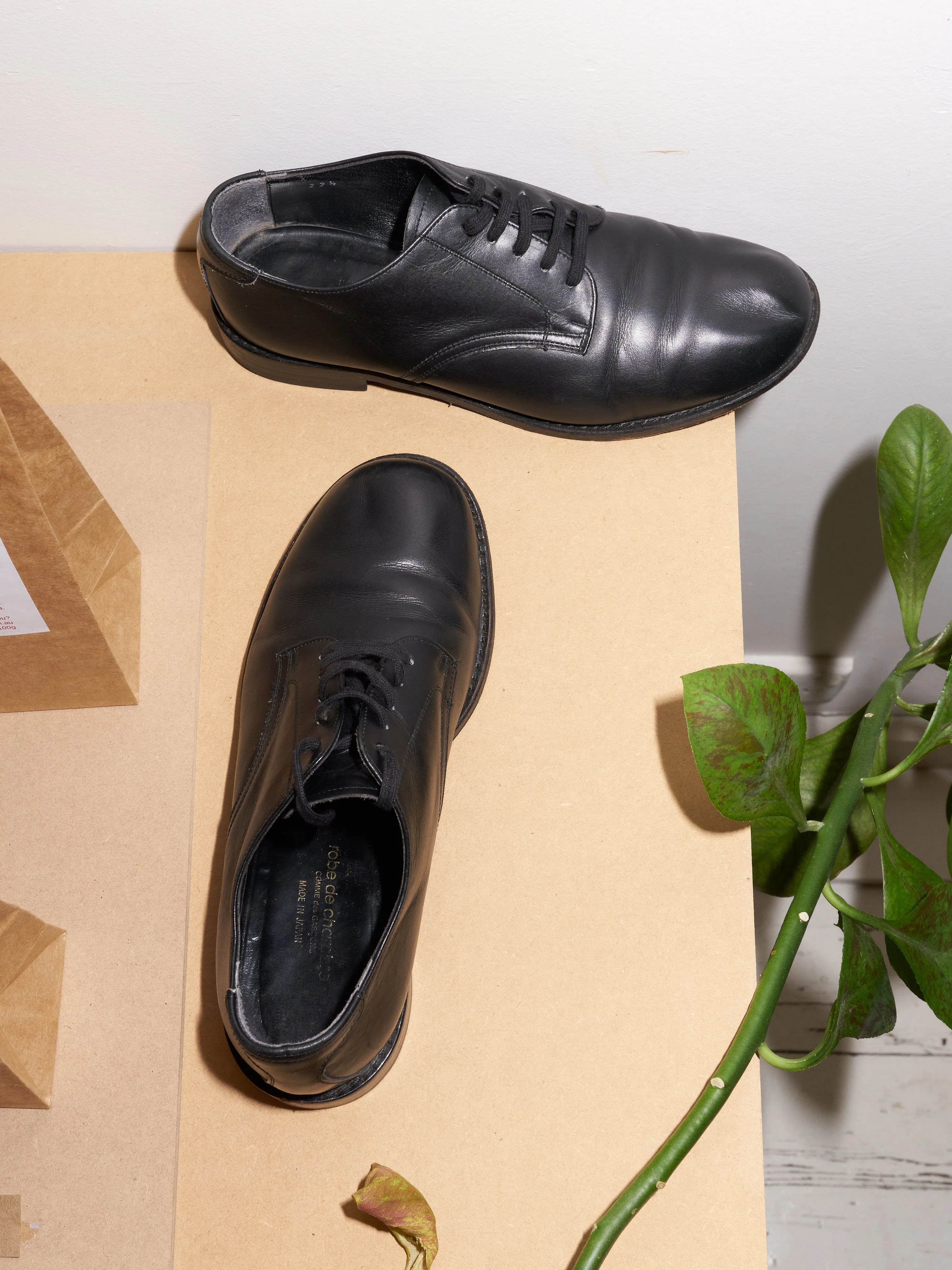 Robe de Chambre Comme des Garcons black leather derby shoes - sz 22.5 / 35.5