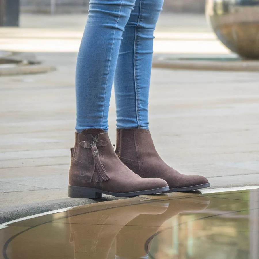 Valencia Suede Tassel Boots - Brown